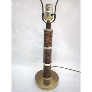Vintage Mid Century Table Lamp Split Pencil Reed Rattan Light Brass Unique MCM